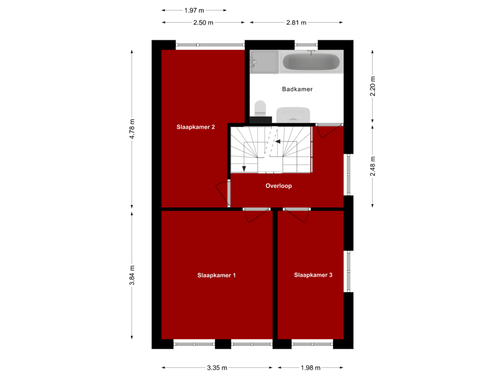 Bekijk plattegrond van Eerste verdieping van in d' Hoef 38