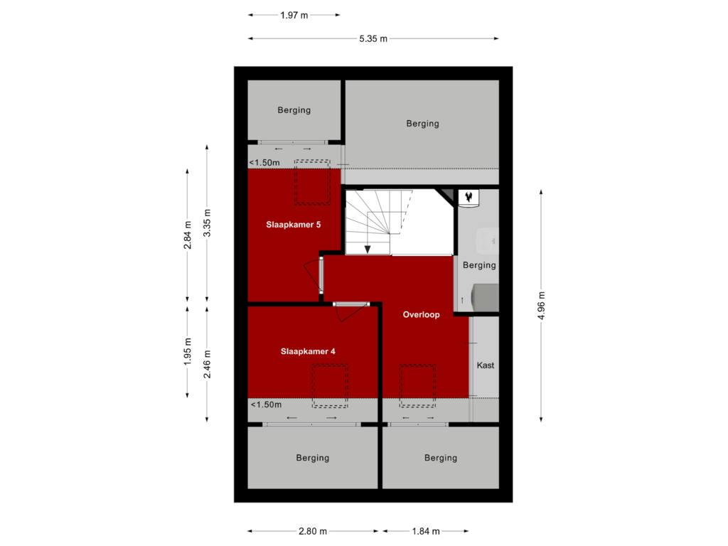 Bekijk plattegrond van Tweede verdieping van in d' Hoef 38