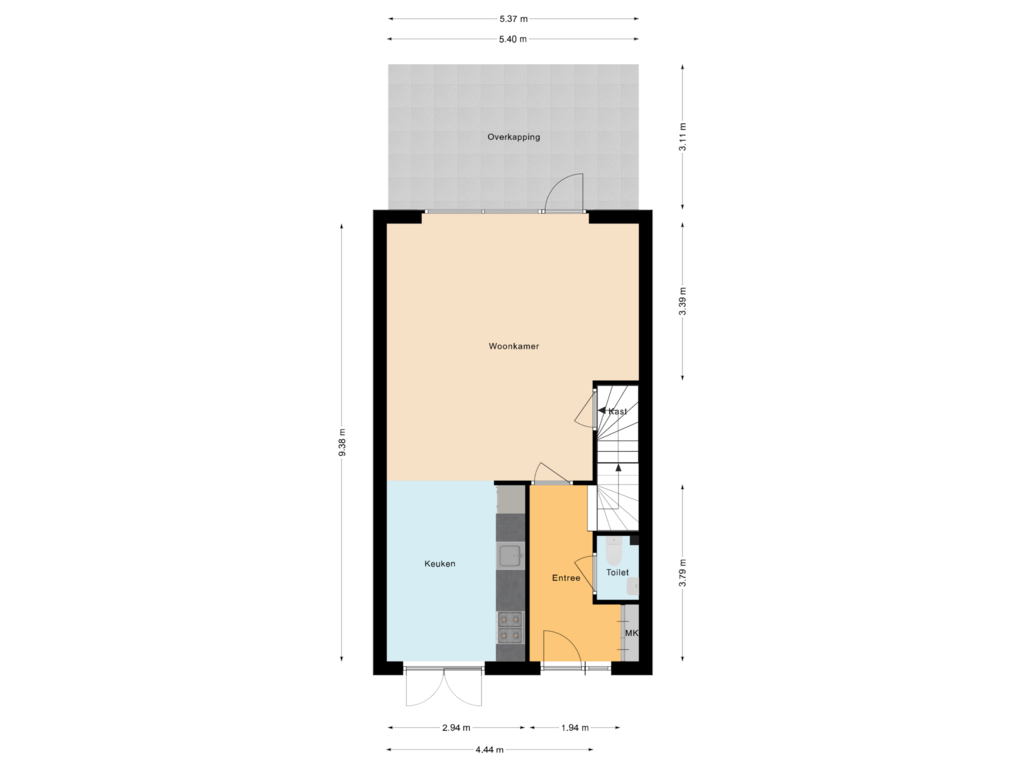 Bekijk plattegrond van Begane  grond van P Dubbeldamstraat 19