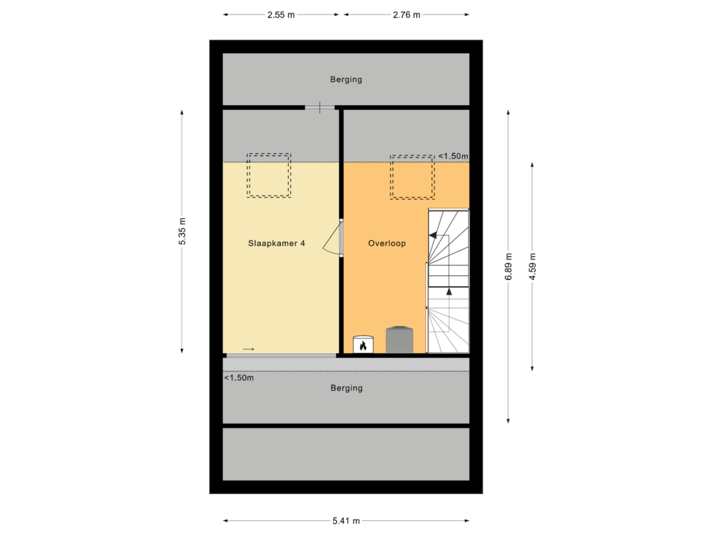 Bekijk plattegrond van Tweede verdieping van P Dubbeldamstraat 19