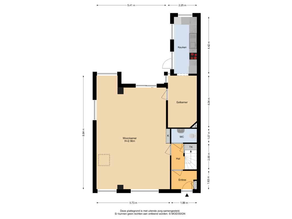 Bekijk plattegrond van Begane grond van Duindoornlaan 28