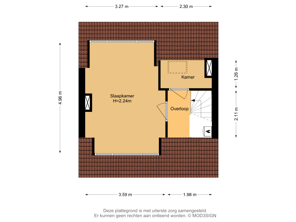 Bekijk plattegrond van 2e Verdieping van Duindoornlaan 28