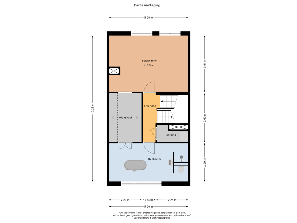 View floorplan of Derde verdieping of Cornelis Zillesenlaan 78