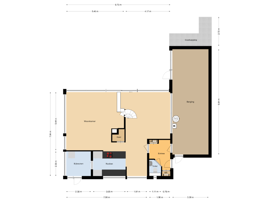 Bekijk plattegrond van Begane grond van Berkenlaan 7