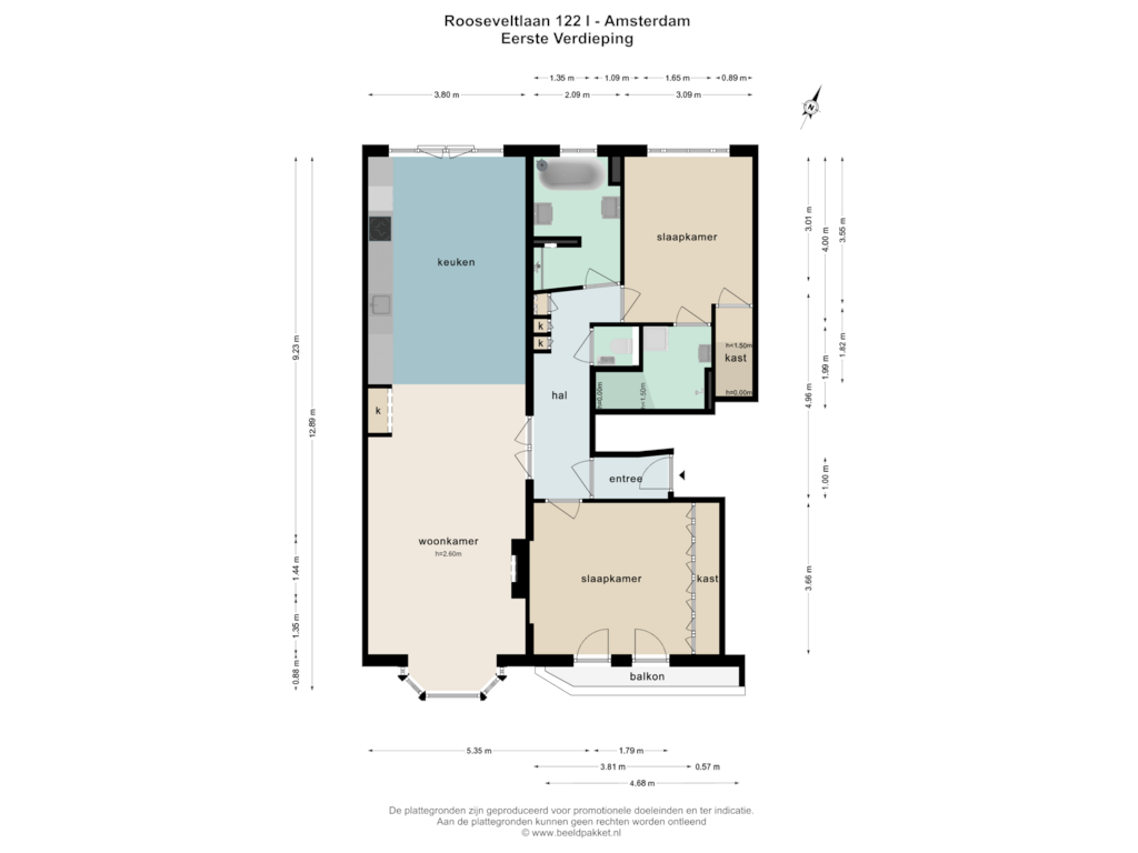 View floorplan of EERSTE VERDIEPING of Rooseveltlaan 122-1