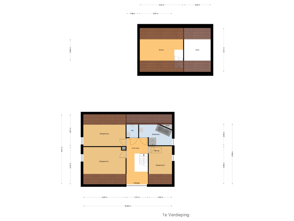 View floorplan of 1e Verdieping of Van Dijcklaan 3