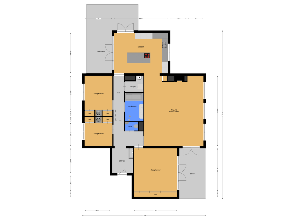 View floorplan of 1ste etage of IJsbaankade 89