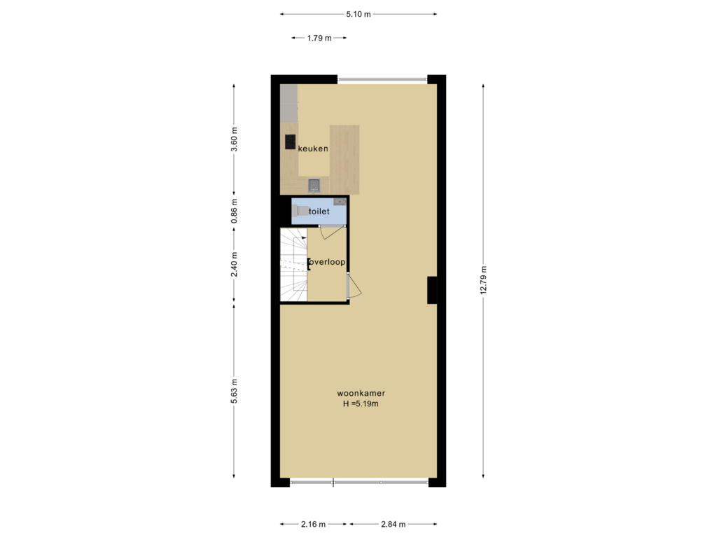 View floorplan of 1e verdieping of Levie Vorstkade 19