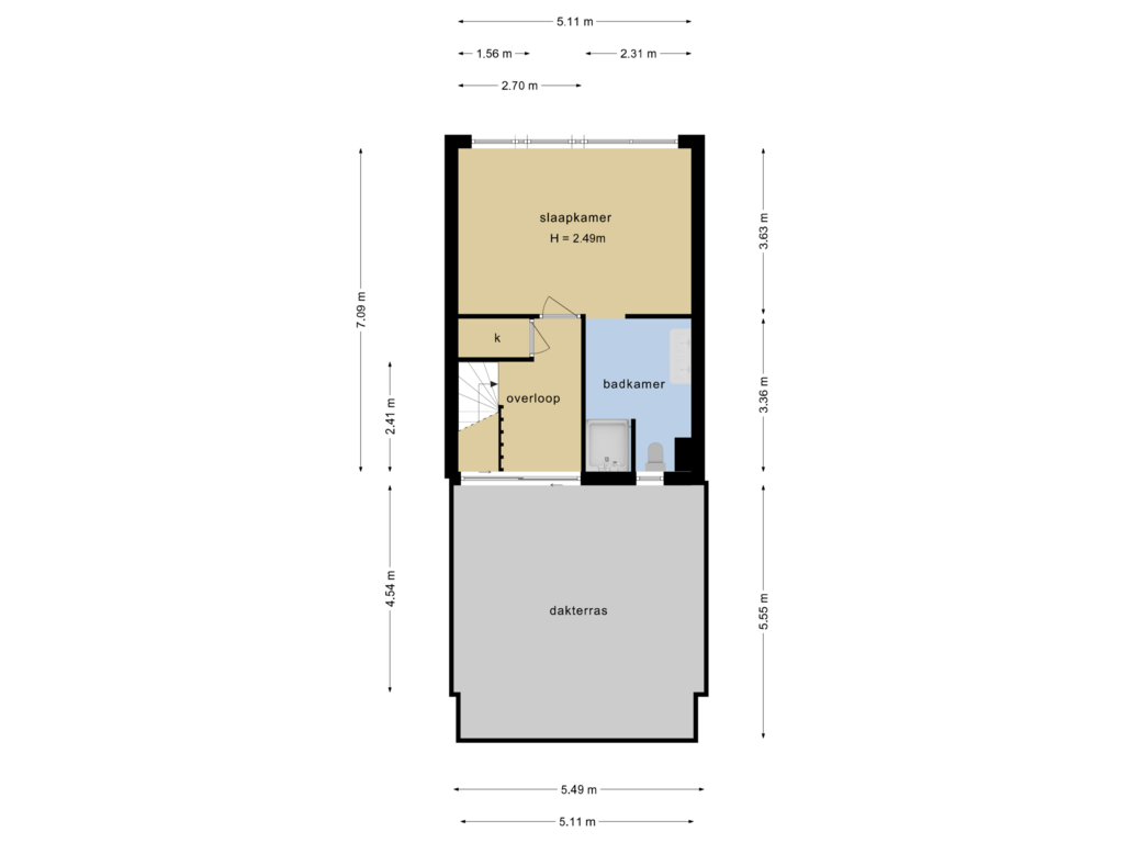 View floorplan of 3e verdieping of Levie Vorstkade 19