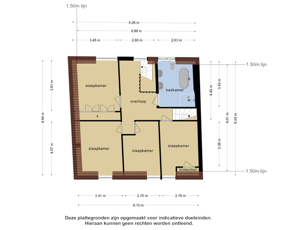 View floorplan of 1e verdieping of Dorpstraat 18