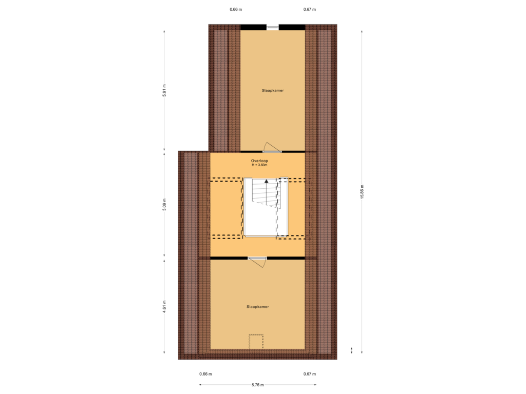 Bekijk plattegrond van Tweede verdieping van Nieuwe Dijk 13