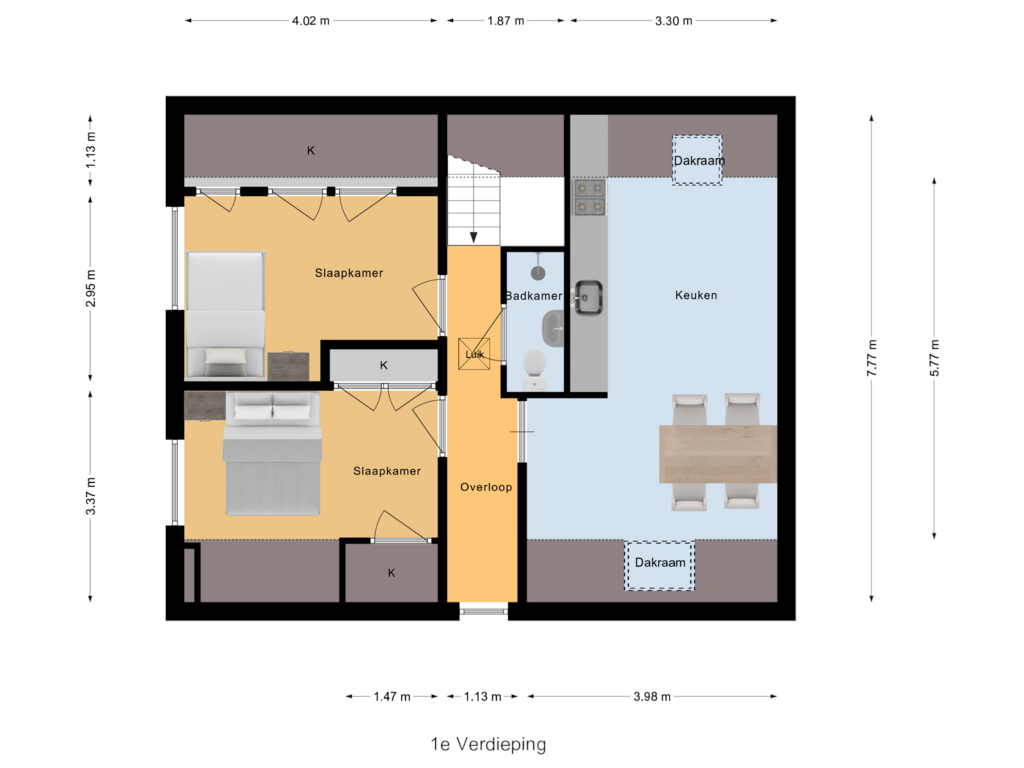 Bekijk plattegrond van 1e Verdieping van Rijksweg Noord 69