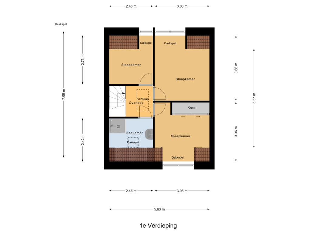 Bekijk plattegrond van 1e Verdieping van Slotstraat 45