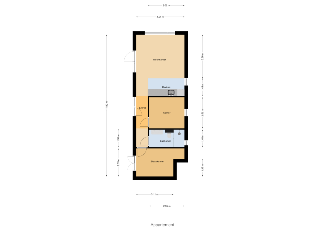 View floorplan of Appartement of Rijnbandijk 36 - 37