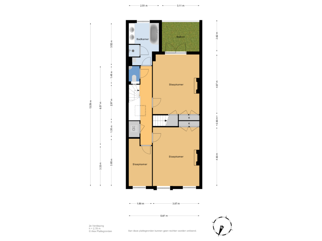 Bekijk plattegrond van 2e Verdieping van Nassau Dillenburgstraat 15