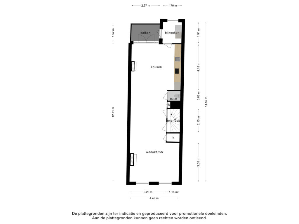 View floorplan of 1e verdieping of Schoonoordstraat 22