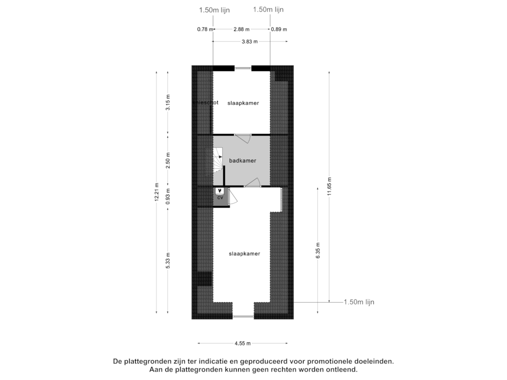 View floorplan of 2e  verdieping of Schoonoordstraat 22