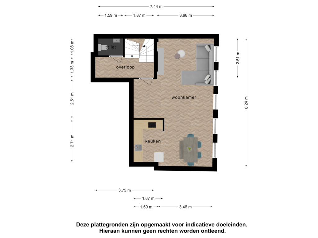 Bekijk plattegrond van 2_1e verdieping van Groenhazengracht 2