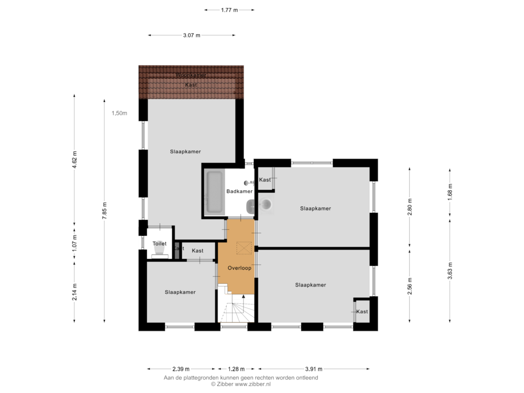 View floorplan of Eerste verdieping of Langeweg 40