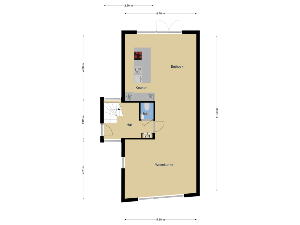 Bekijk plattegrond van Begane grond van 't Boogstuk 19