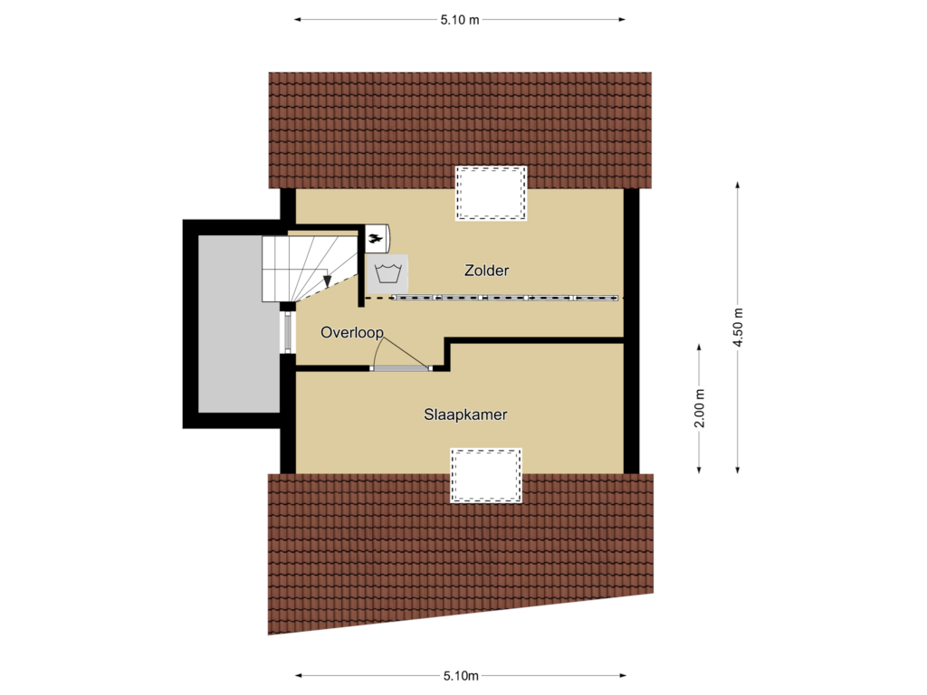 Bekijk plattegrond van 2e verdieping van 't Boogstuk 19