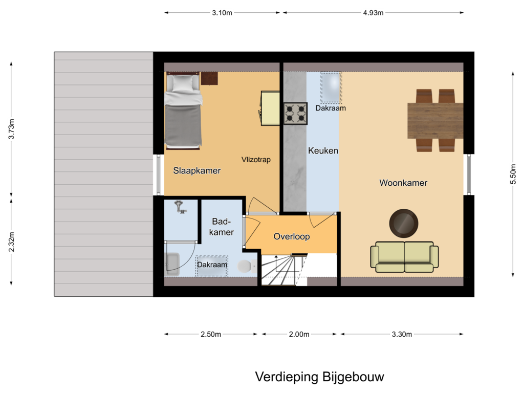 Bekijk plattegrond van Verdieping Bijgebouw van Wernhoutseweg 77