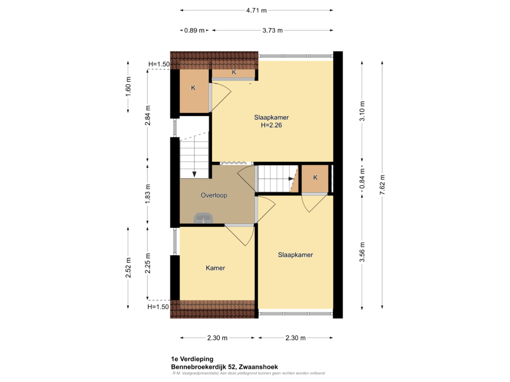 Bekijk plattegrond van 1e Verdieping van Bennebroekerdijk 52