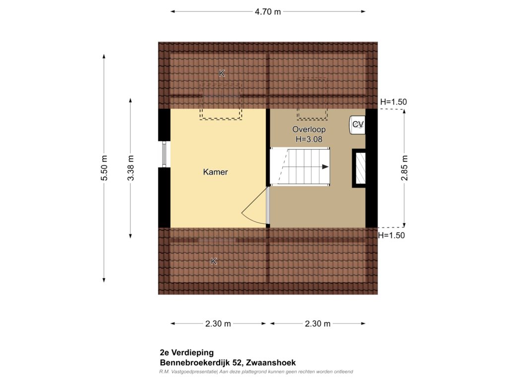 Bekijk plattegrond van 2e Verdieping van Bennebroekerdijk 52