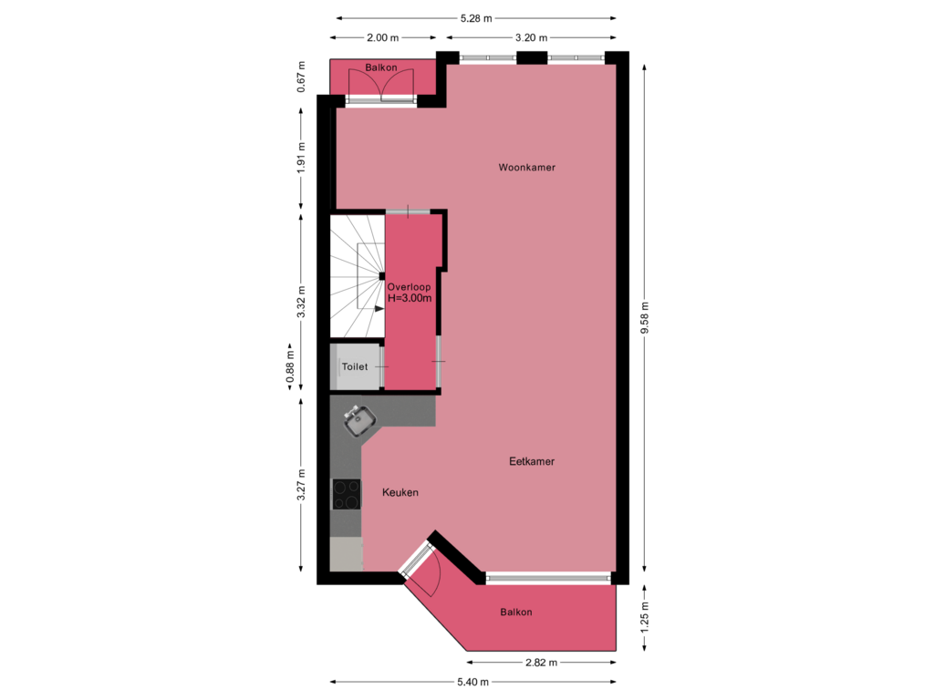 View floorplan of Eerste verdieping of Floris Heermalestraat 15-BS