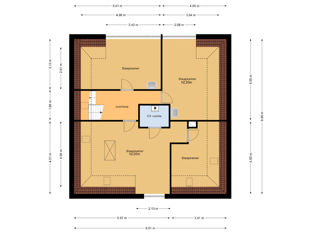 View floorplan of Eerste verdieping of Kerkstraat 50