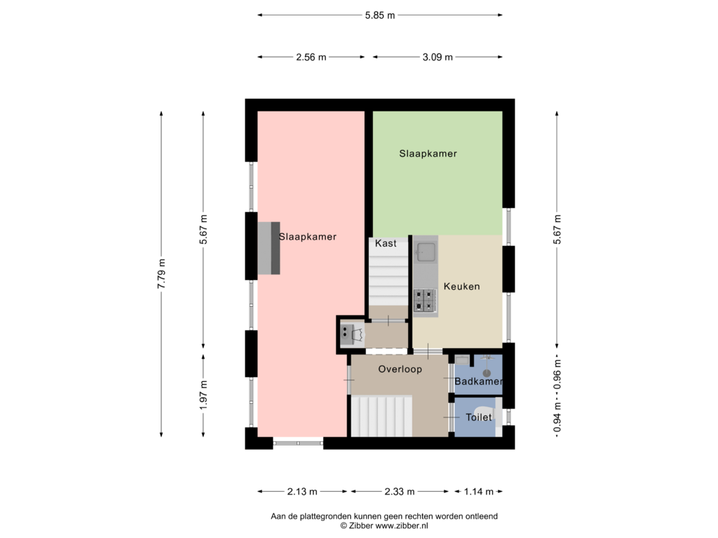 View floorplan of Eerste Verdieping of Damsterdiep 114-B