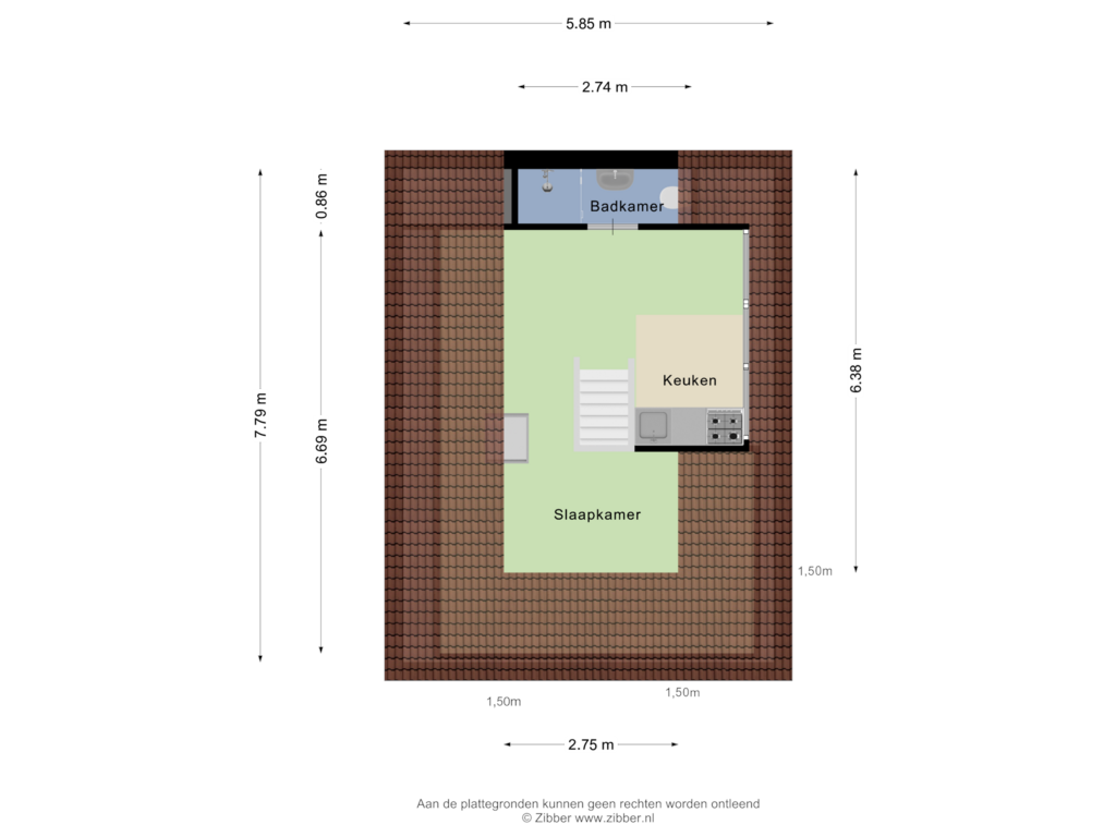 View floorplan of Tweede Verdieping of Damsterdiep 114-B