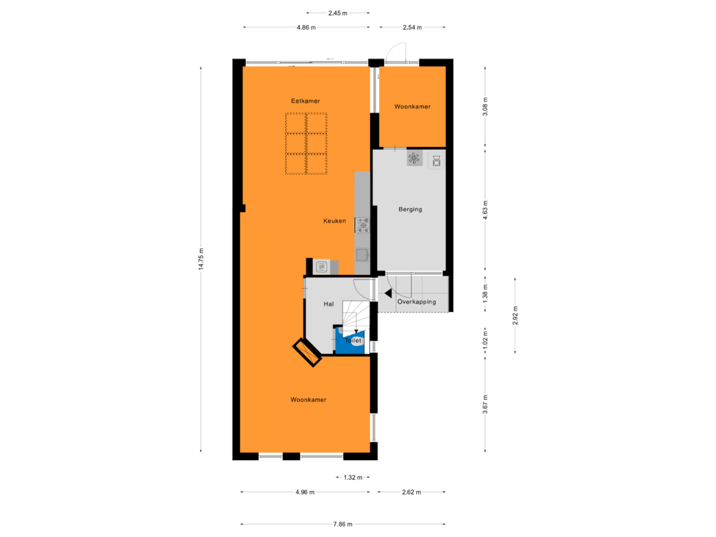 Bekijk plattegrond van Begane Grond van Hoefsteeg 2