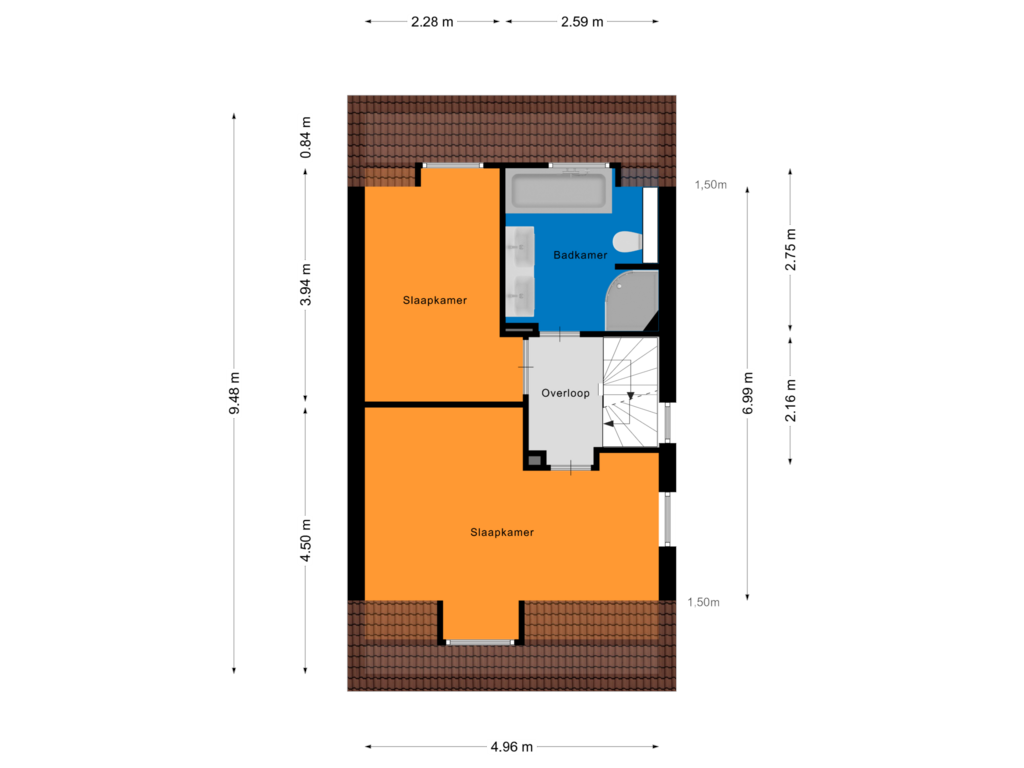 Bekijk plattegrond van Eerste Verdieping van Hoefsteeg 2