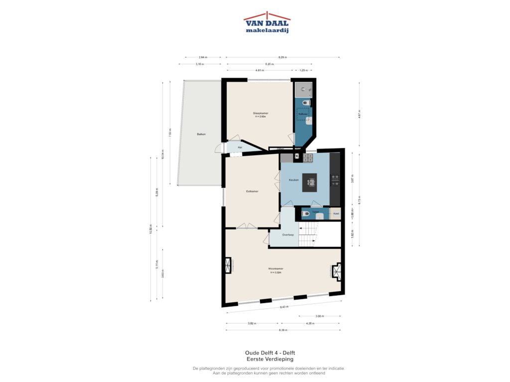 Bekijk plattegrond van Eerste verdieping van Oude Delft 4