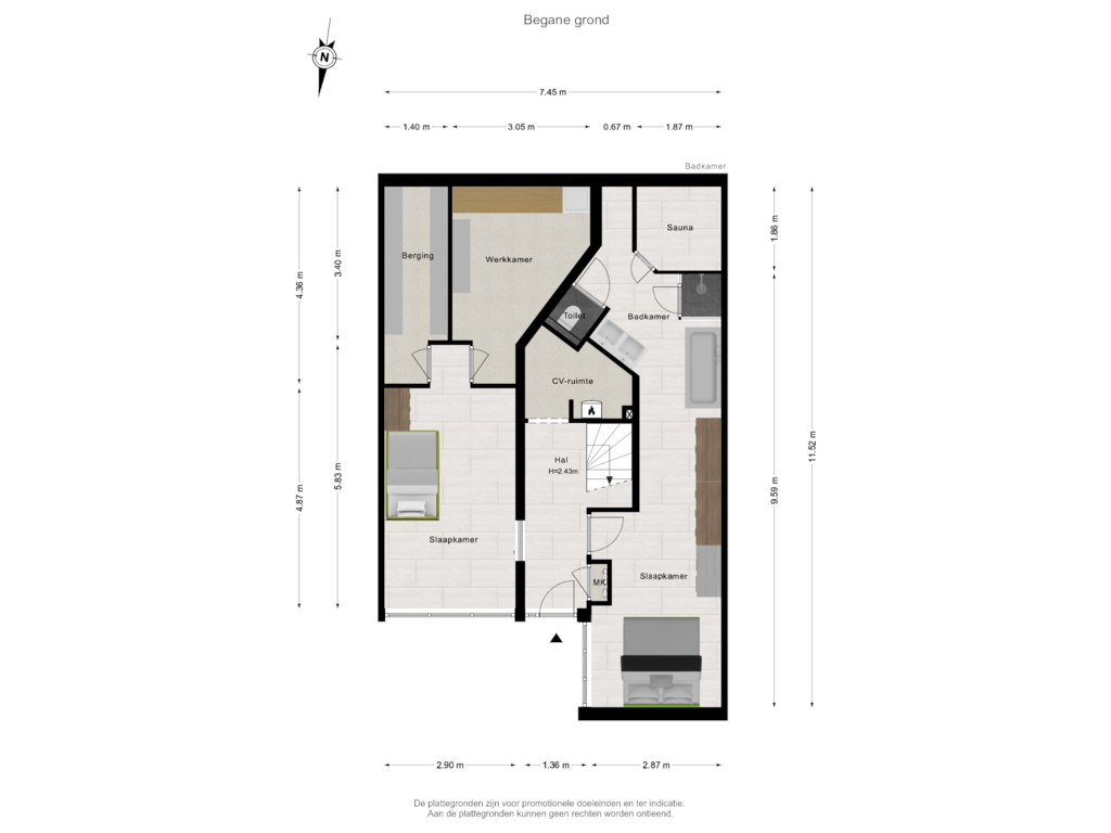 Bekijk plattegrond van Begane grond van Faunuslaan 5