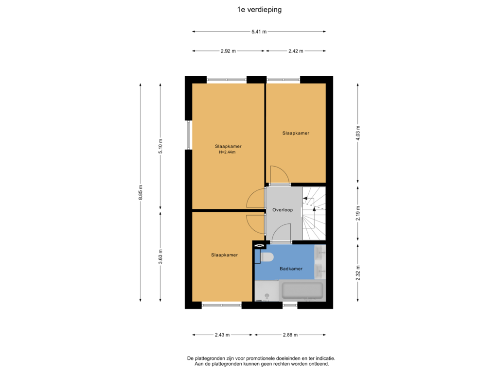 Bekijk plattegrond van 1e verdieping van Peppellaan 6