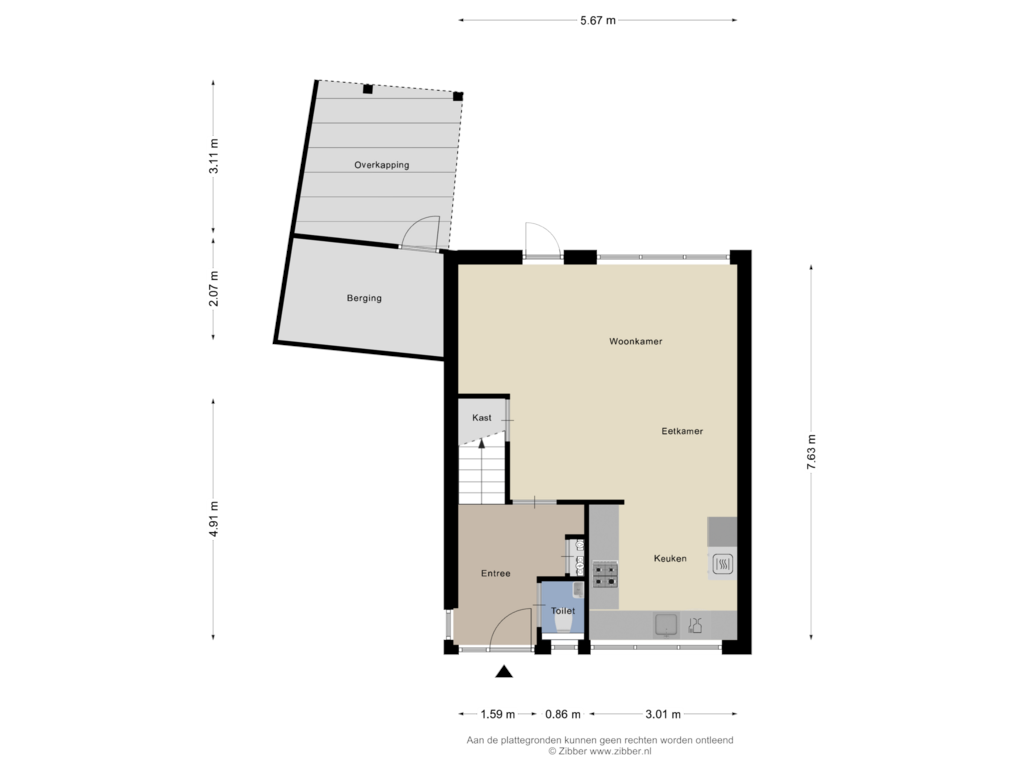 View floorplan of Begane grond of Odahoevestraat 41