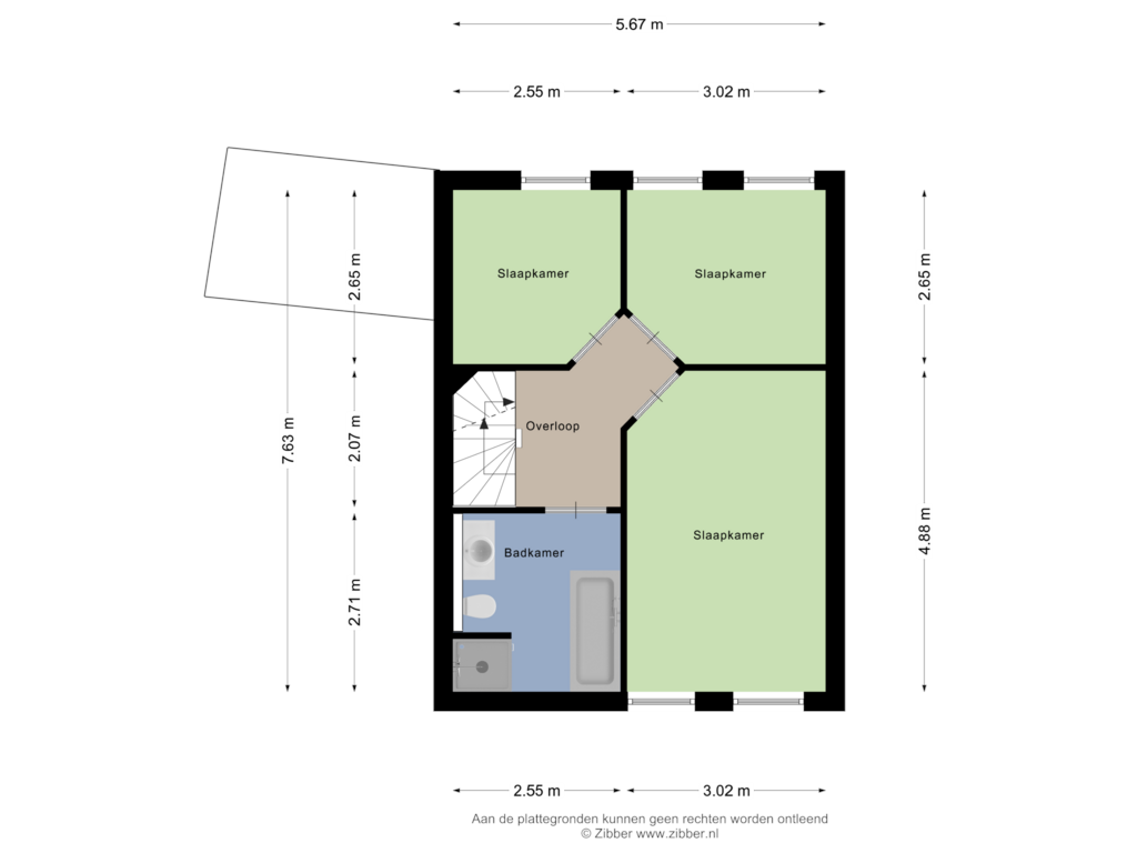 View floorplan of Eerste verdieping of Odahoevestraat 41