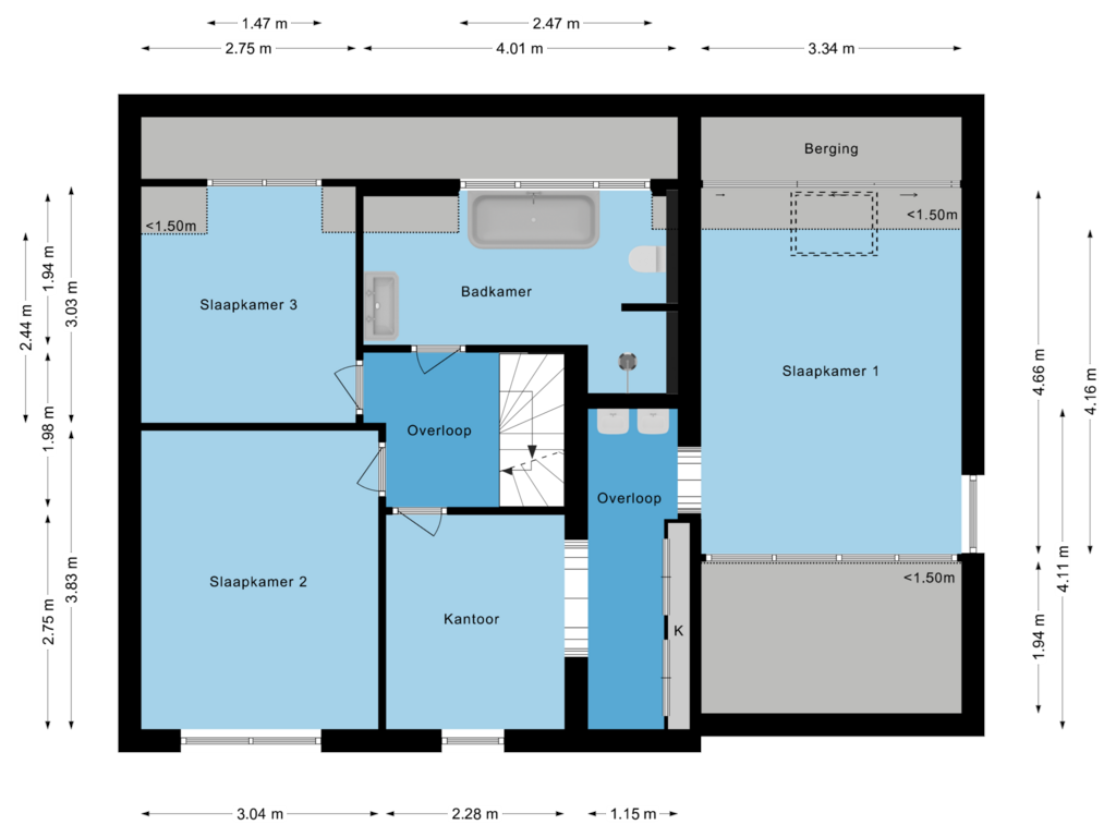 Bekijk plattegrond van Eerste verdieping van Hulstbeemd 33