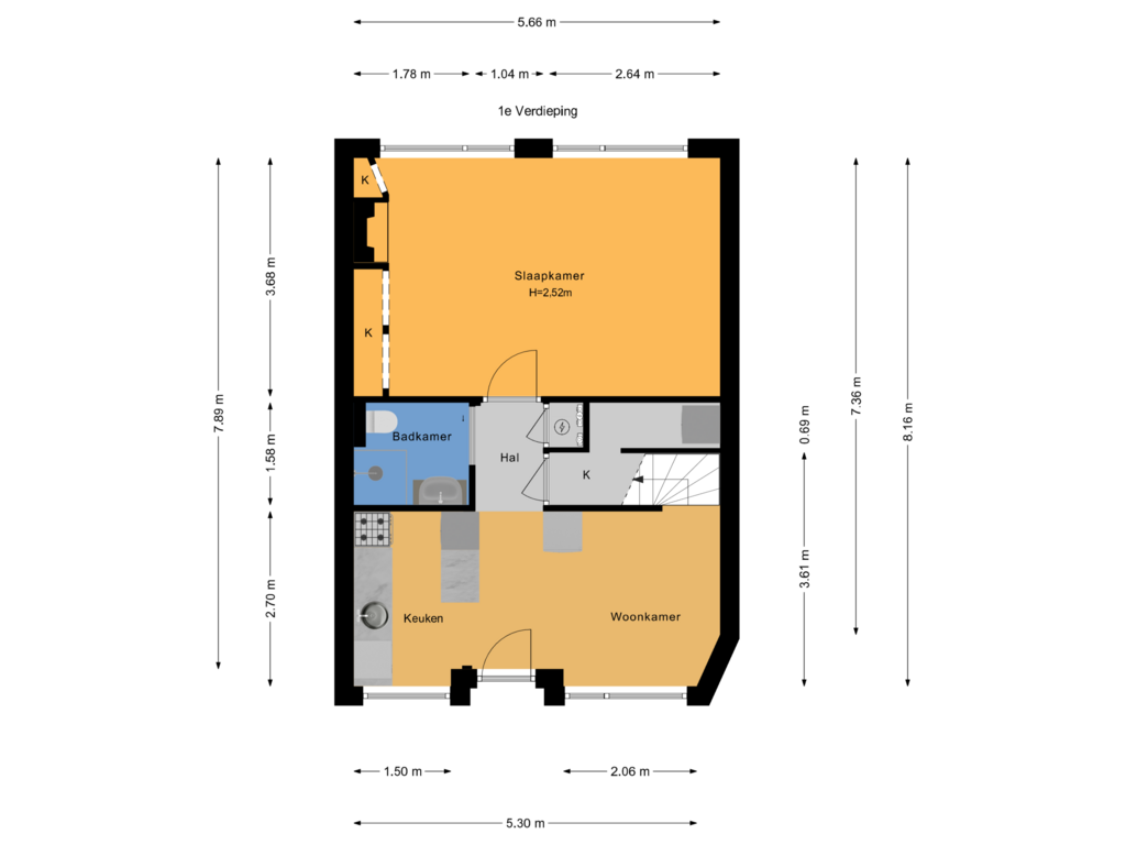 Bekijk plattegrond van 1e Verdieping van Molenijserstraat 17