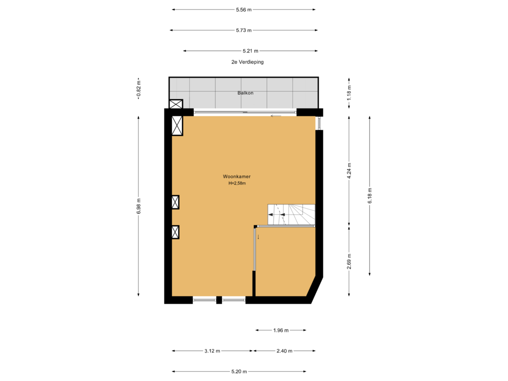 Bekijk plattegrond van 2e Verdieping van Molenijserstraat 17