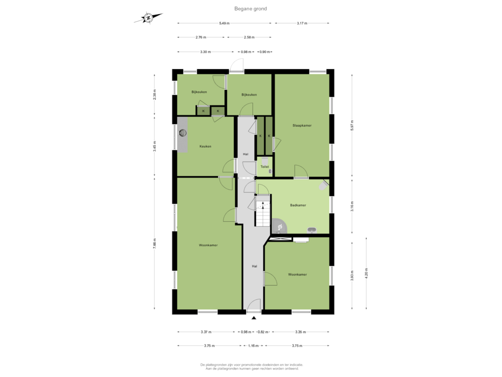 Bekijk plattegrond van Begane grond van Heuvelakkersestraat 16