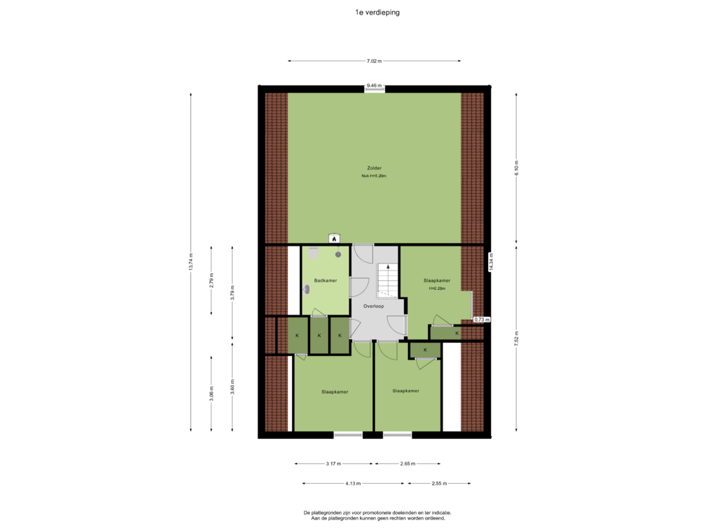 Bekijk plattegrond van 1e verdieping van Heuvelakkersestraat 16