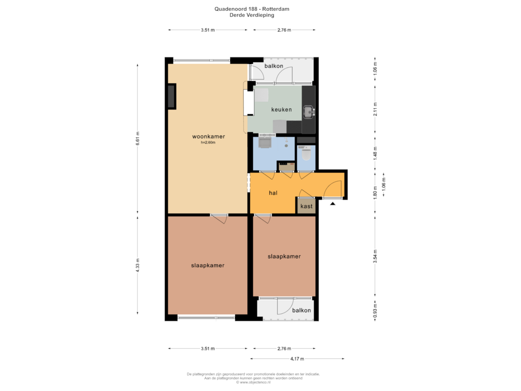 Bekijk plattegrond van DERDE VERDIEPING van Quadenoord 188