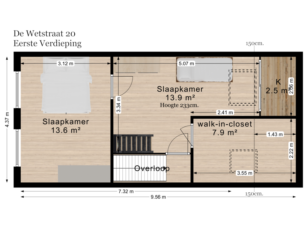 View floorplan of Eerste Verdieping of De Wetstraat 20