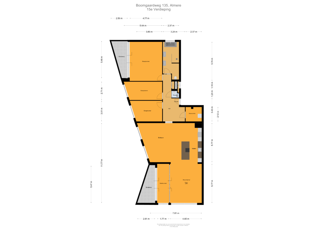 View floorplan of 15e Verdieping of Boomgaardweg 135