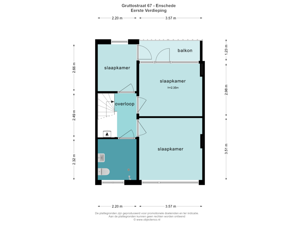 Bekijk plattegrond van EERSTE VERDIEPING van Gruttostraat 67