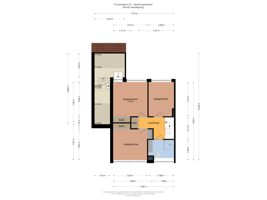 View floorplan of Eerste Verdieping of Coryluslaan 21