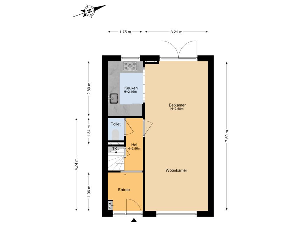 Bekijk plattegrond van Begane Grond van Timorstraat 173